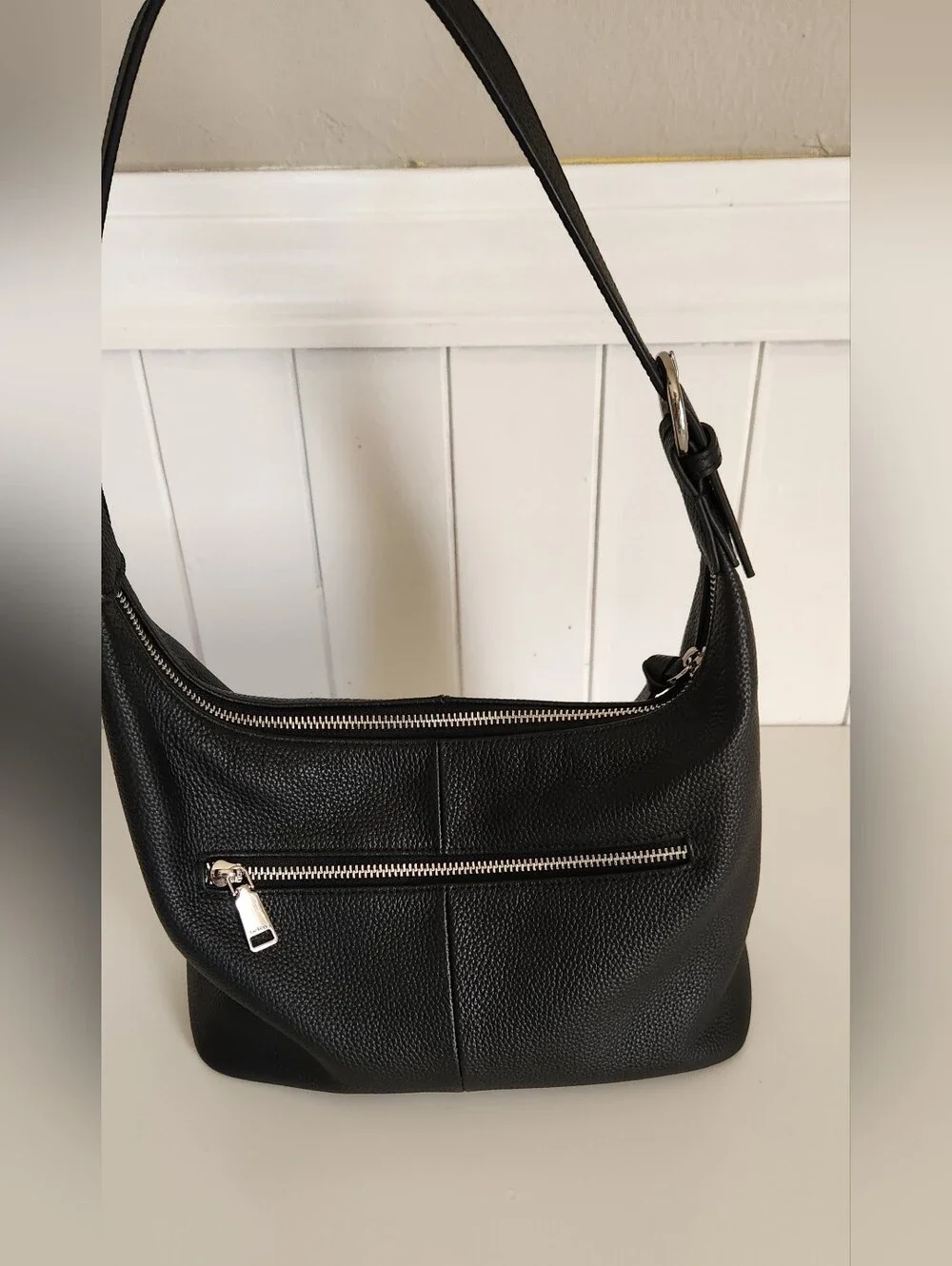Befen Classic Black Leather Hobo Shoulder Bag